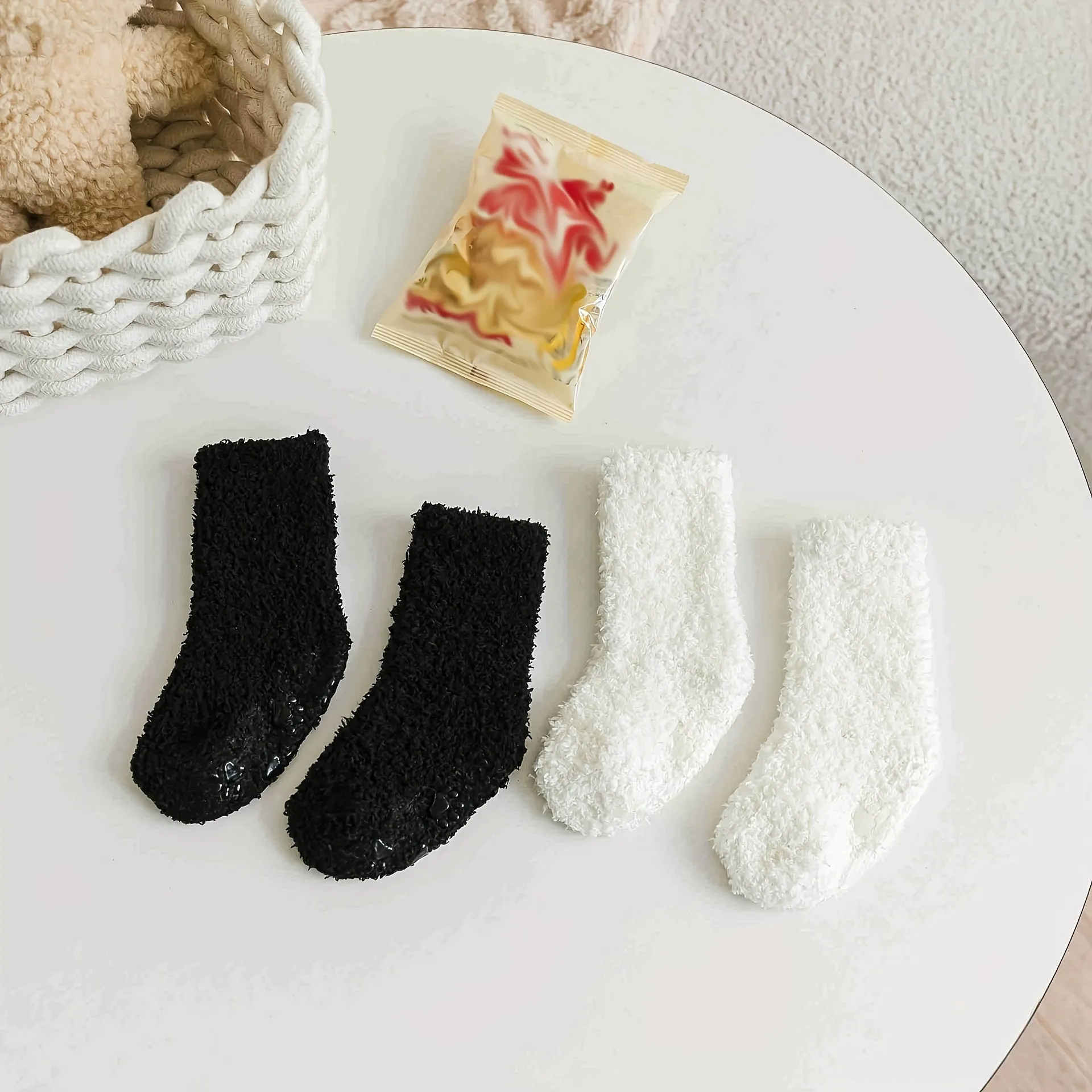 3 Pairs Of Baby Boy's Solid Color Thermal Thickened Crew Socks, Comfy Casual Soft Cotton Blend Knitted Crew Socks, Baby Boy's Hosiery