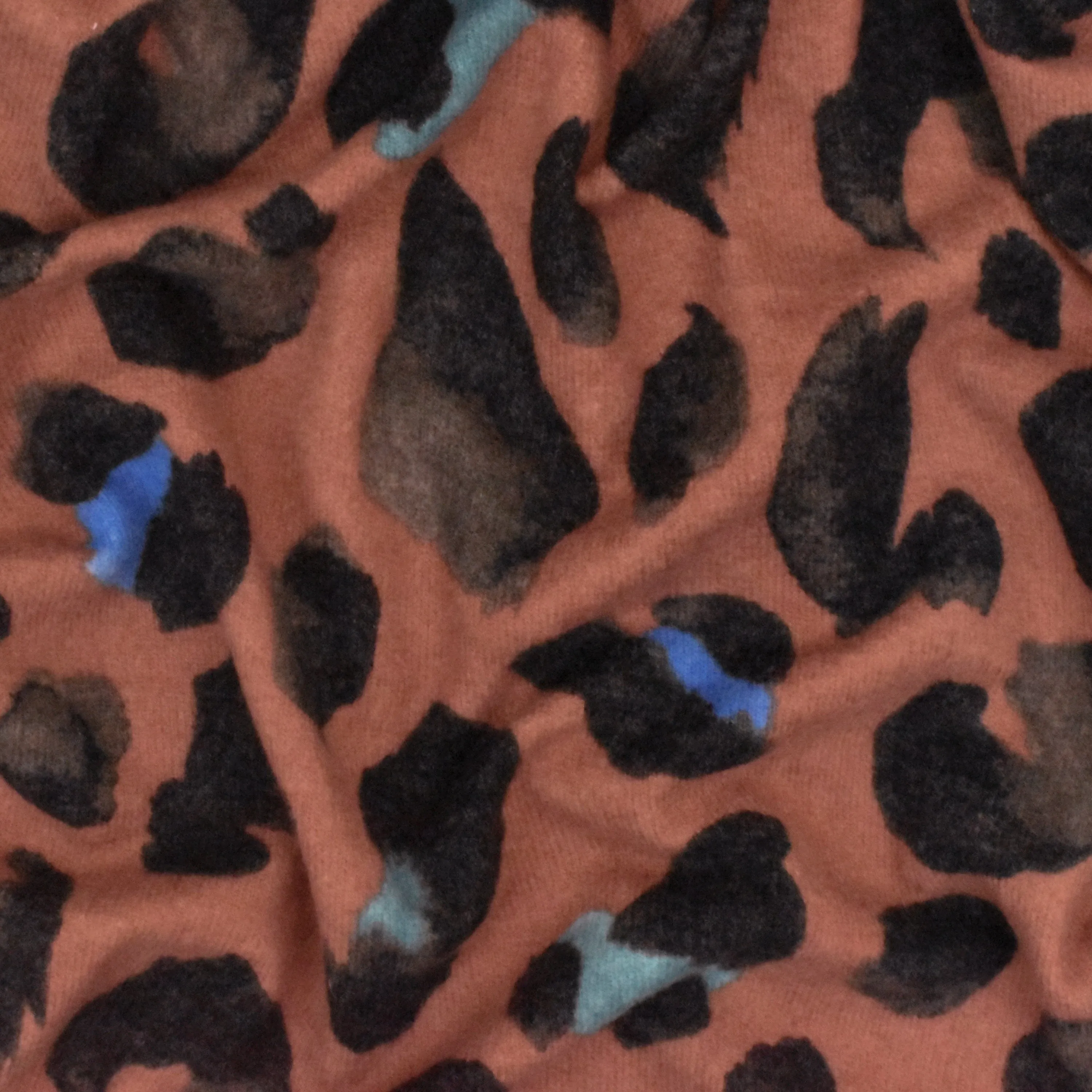 Agate Brown-Black-Multi Cheetah Print Stretch Polyester Jersey Knit Fabric