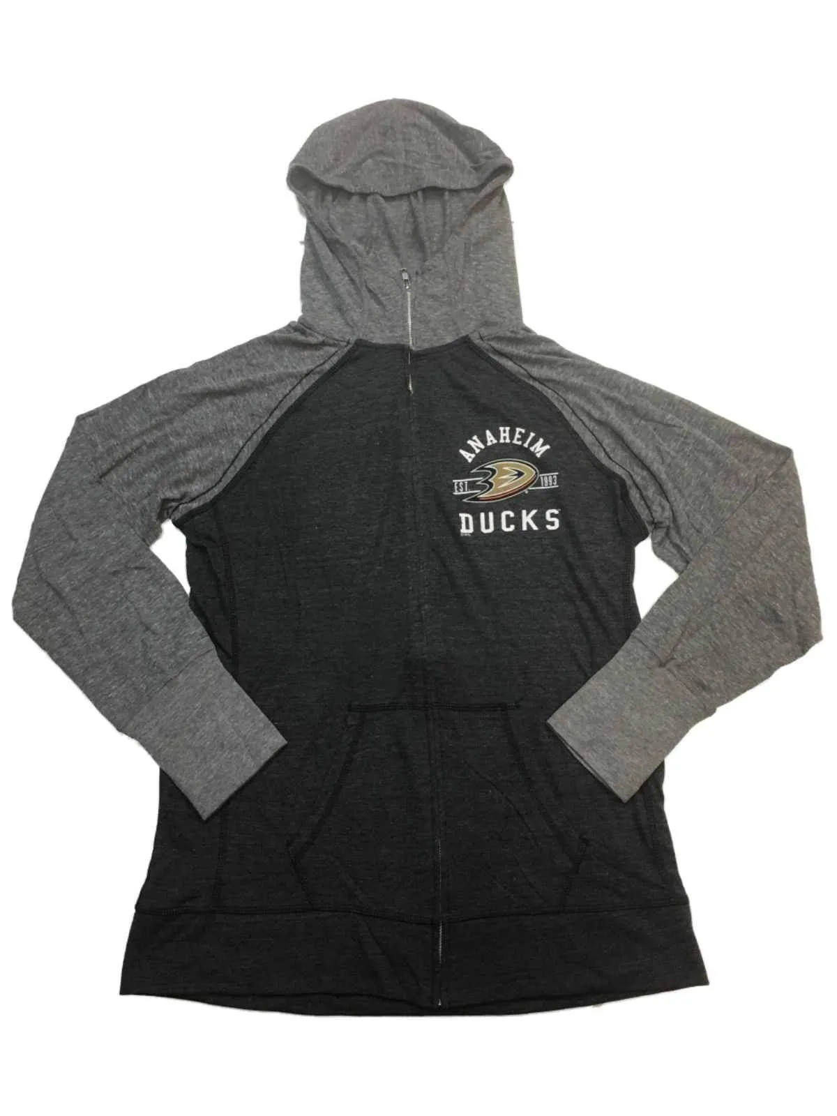 Anaheim Ducks SAAG WOMEN Two-Tone Gray Full Zip Up Hooded Jacket