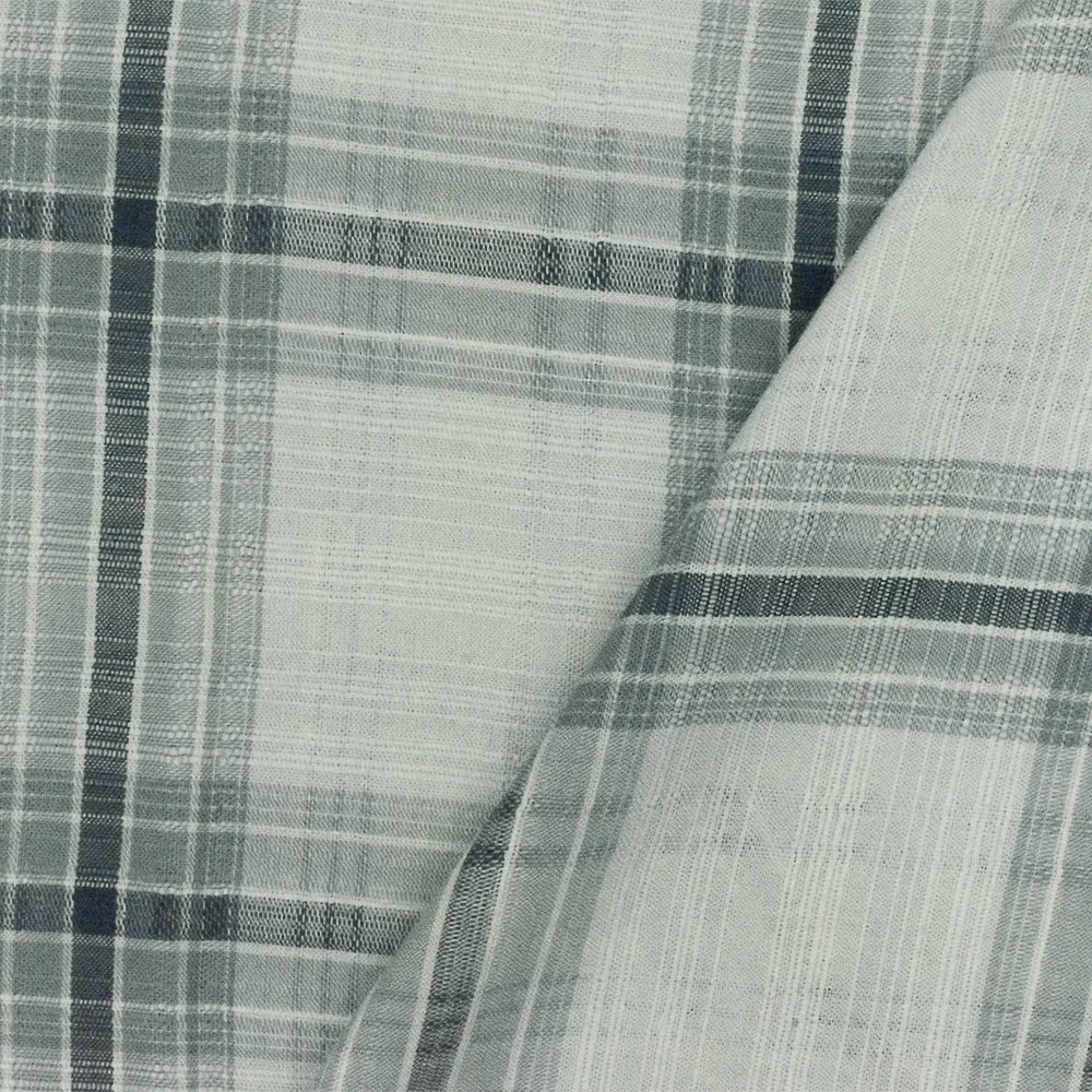 Ash Blue-Multi Plaid Cotton Dobby Woven Fabric