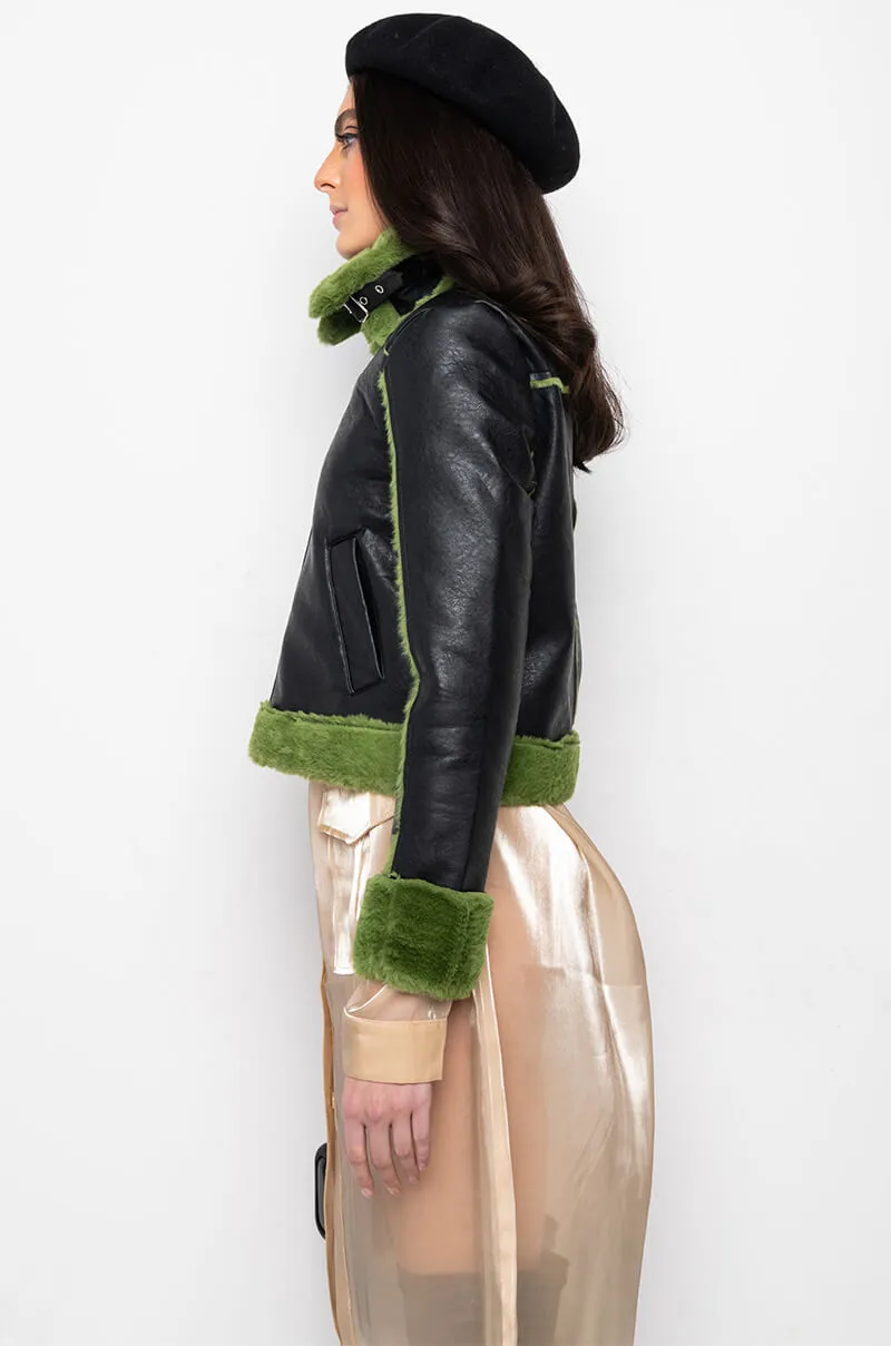 AZALEA WANG GRINCH BONDED PU JACKET