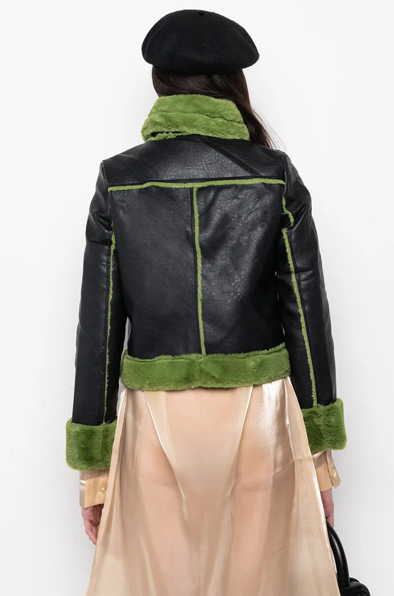 AZALEA WANG GRINCH BONDED PU JACKET