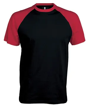 Baseball Short-sleeved two-tone T-shirt | Black/Red