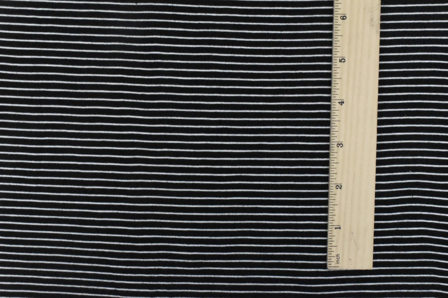 Black-Simple White Mini Stripe Poly-Cotton Jersey Knit Fabric