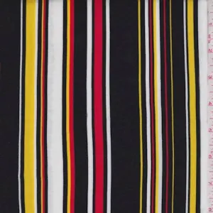 Black/White/Yellow Stripe Rayon Challis Fabric