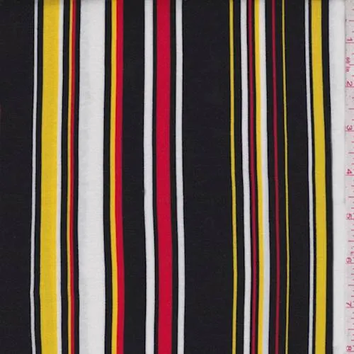 Black/White/Yellow Stripe Rayon Challis Fabric