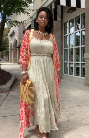 Boho Goddess Kimono in Pink Coral