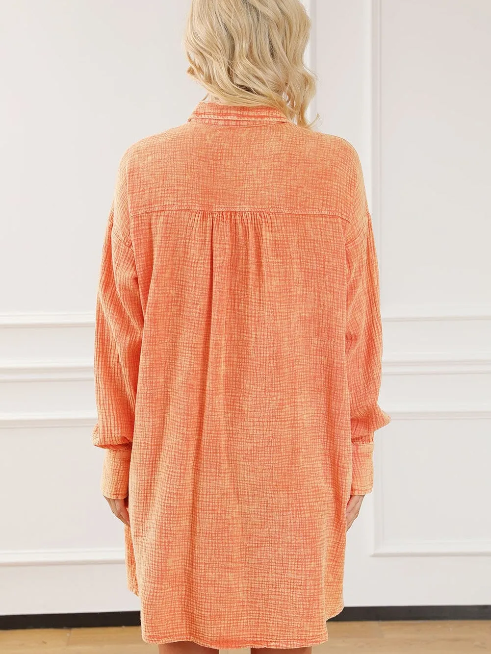 Burnt Orange Gauze Shirt Dress