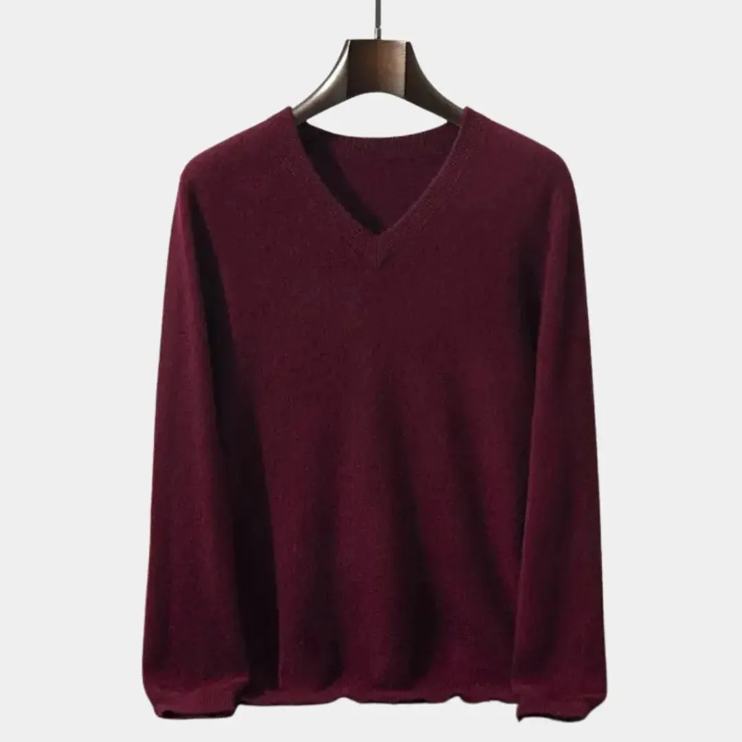 Cashmere V Neck Knitwear Sweater - Cross & Crown