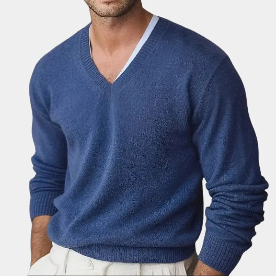 Cashmere V Neck Knitwear Sweater - Cross & Crown