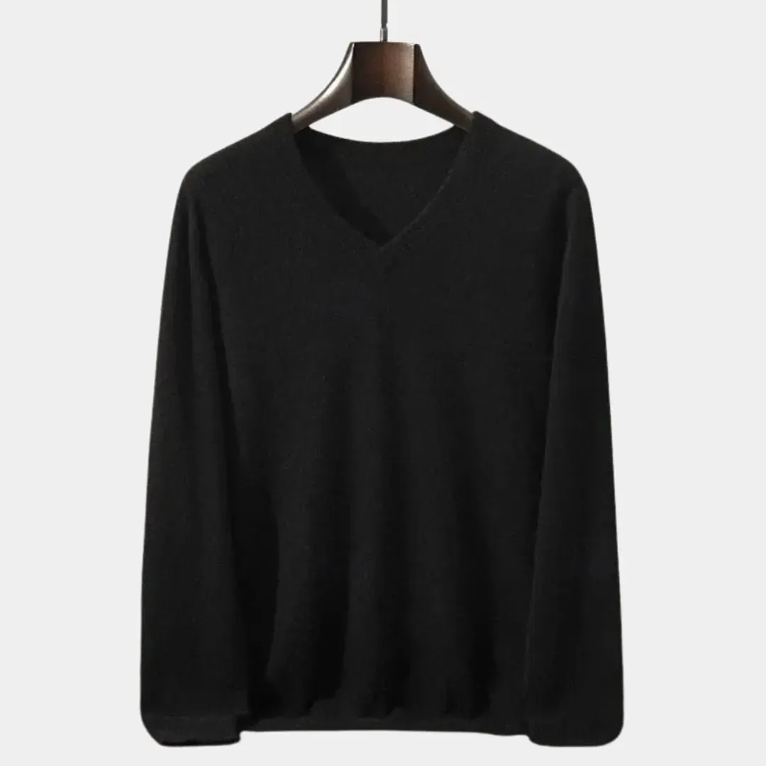 Cashmere V Neck Knitwear Sweater - Cross & Crown