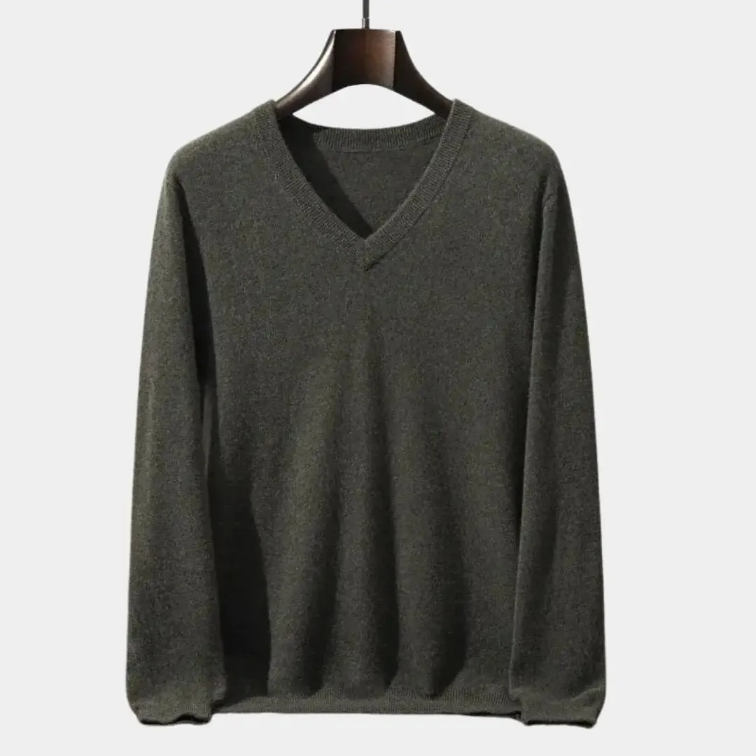 Cashmere V Neck Knitwear Sweater - Cross & Crown