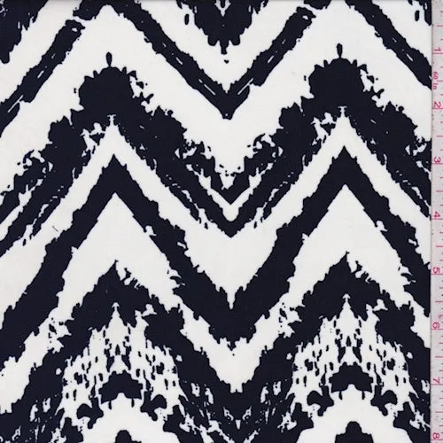 Chalk/Dark Navy Chevron Challis Fabric