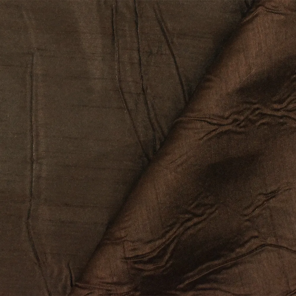 Chocolate Brown-Silver Iridescent Crinkle Nylon Taffeta Woven Fabric