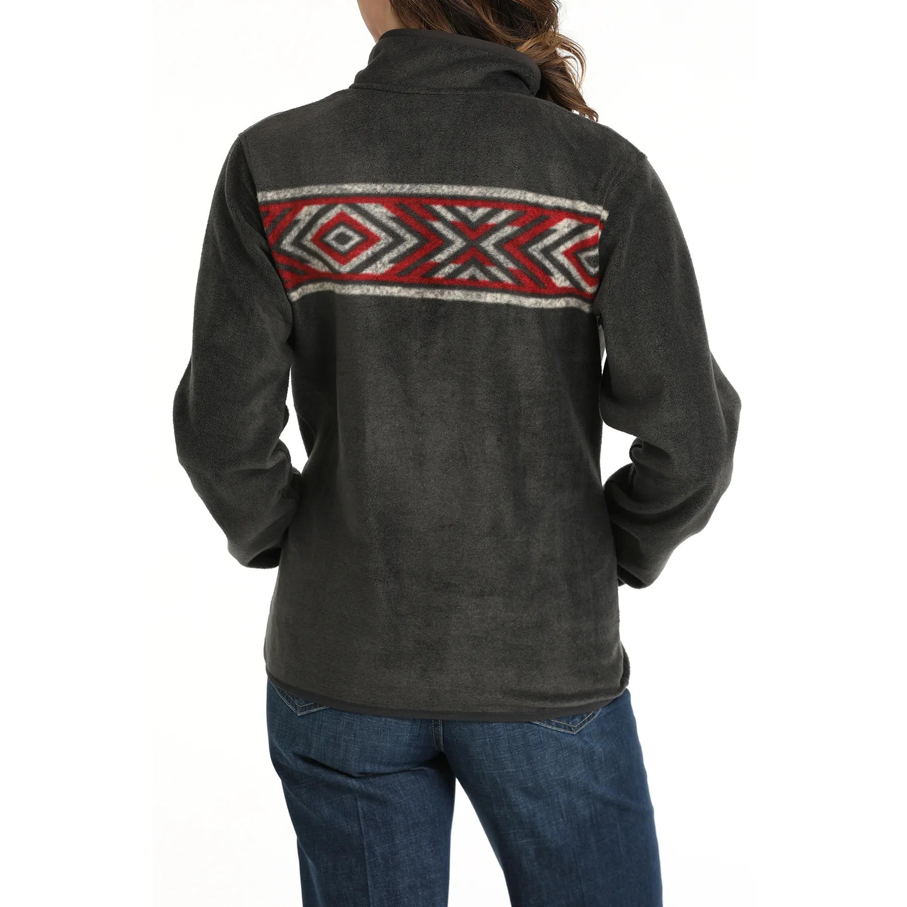 Cinch Ladies Polar Fleece Charcoal Grey Aztec Pullover MAK9909001