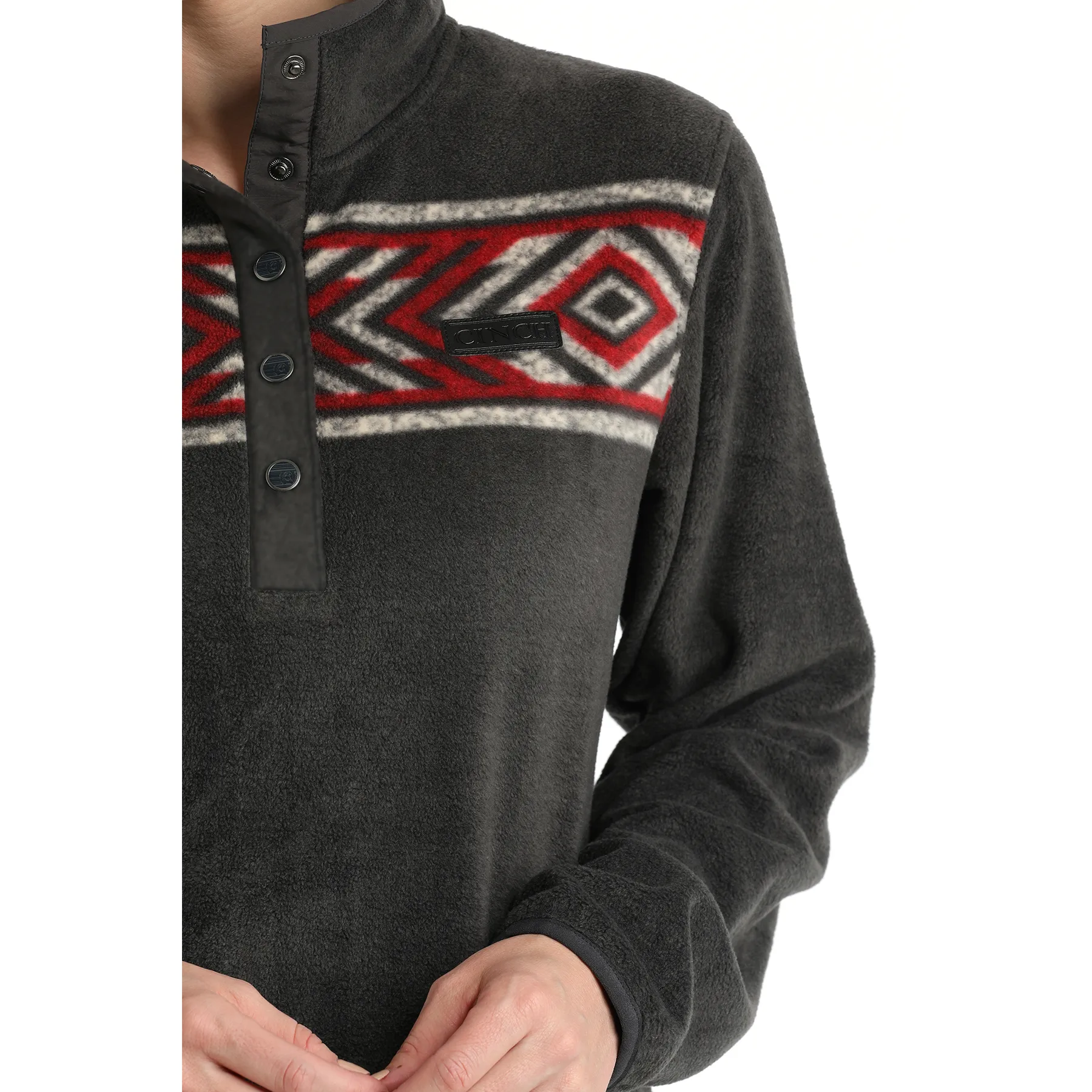 Cinch Ladies Polar Fleece Charcoal Grey Aztec Pullover MAK9909001