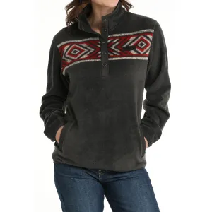 Cinch Ladies Polar Fleece Charcoal Grey Aztec Pullover MAK9909001