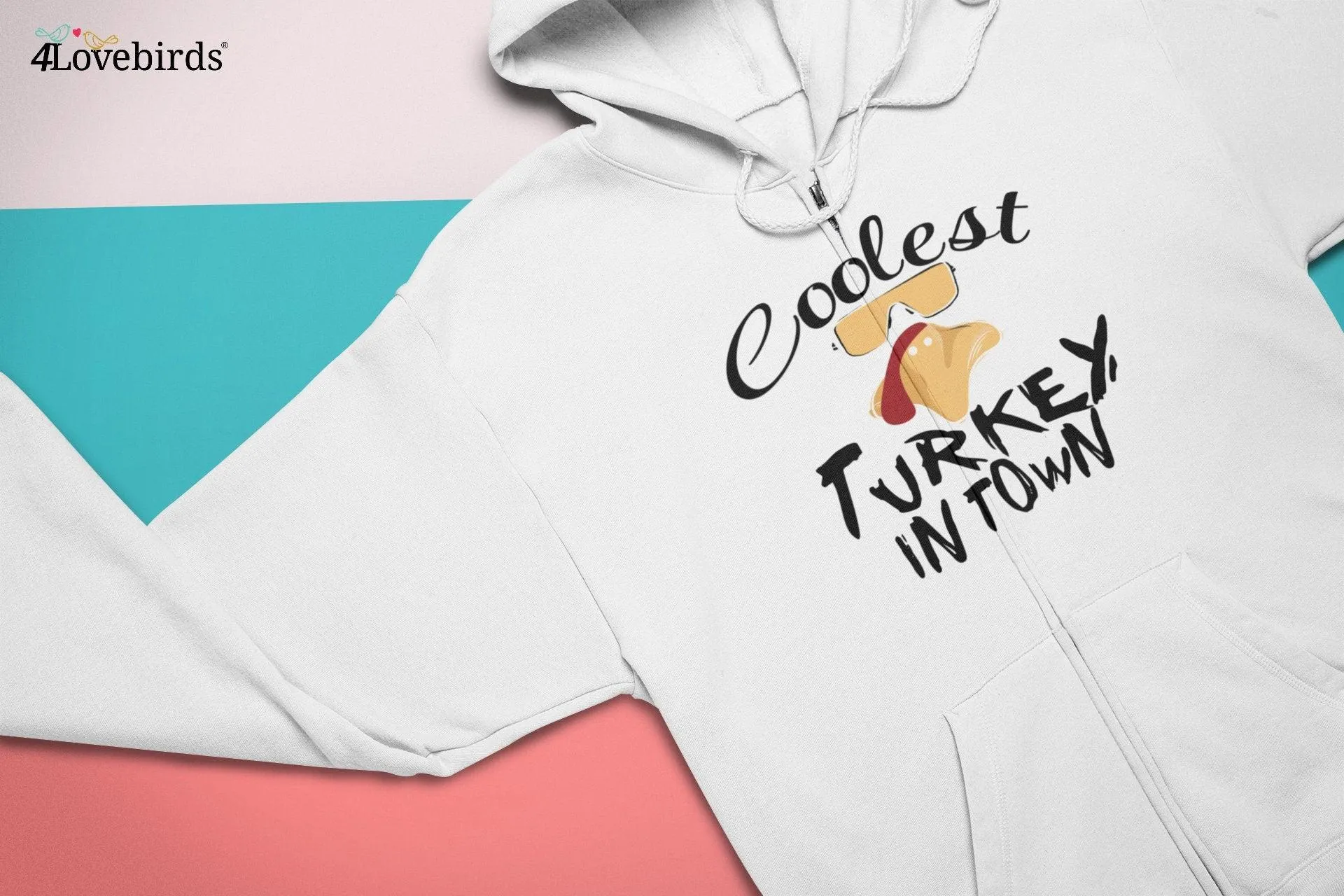 Coolest Turkey in Town Hoodie, Funny Thanksgiving Sweatshirt, Thankful Long Sleeve Shirt, Fall Shirt, Hello Pumpkin,Family Matching Shirt