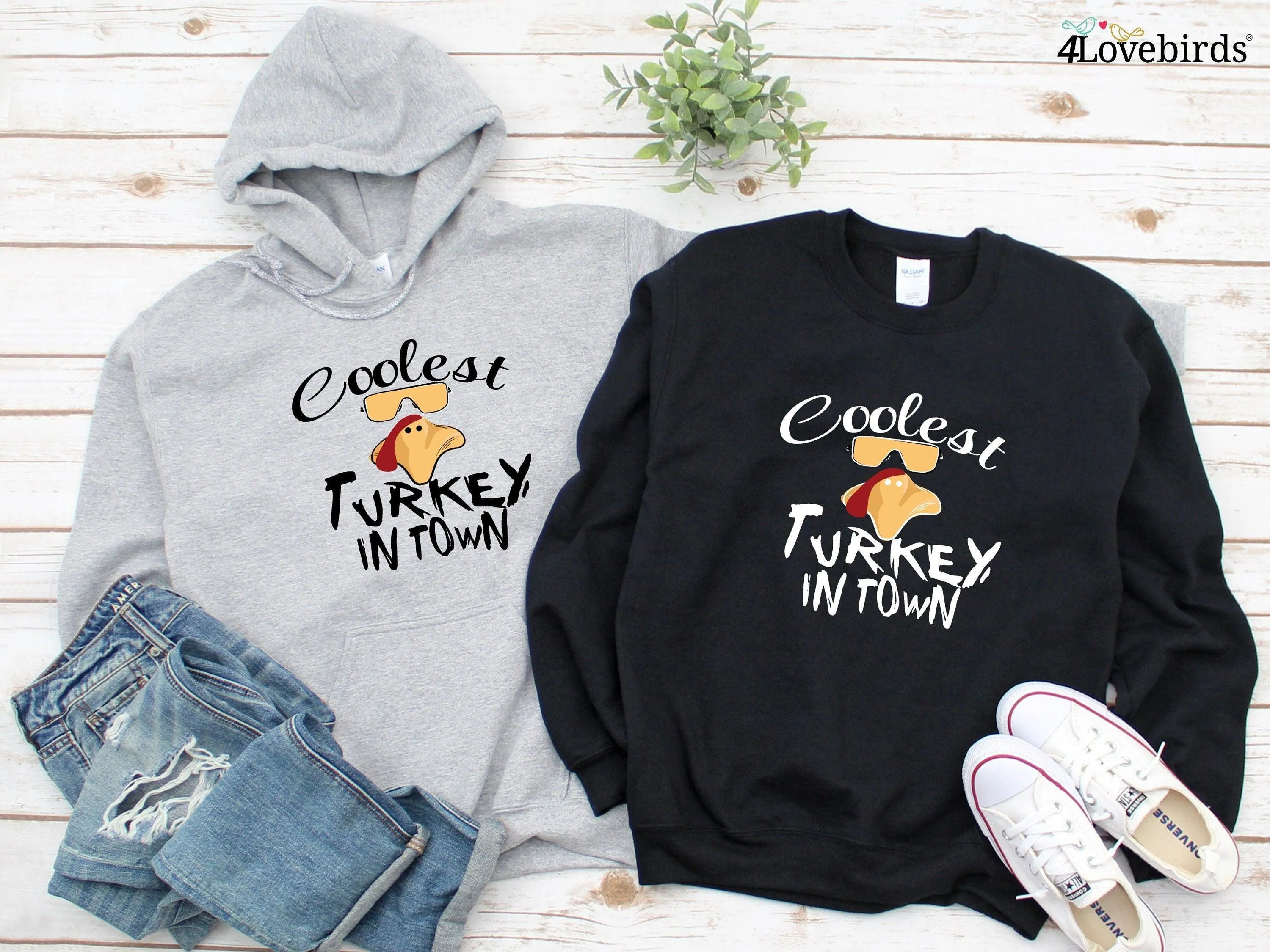 Coolest Turkey in Town Hoodie, Funny Thanksgiving Sweatshirt, Thankful Long Sleeve Shirt, Fall Shirt, Hello Pumpkin,Family Matching Shirt