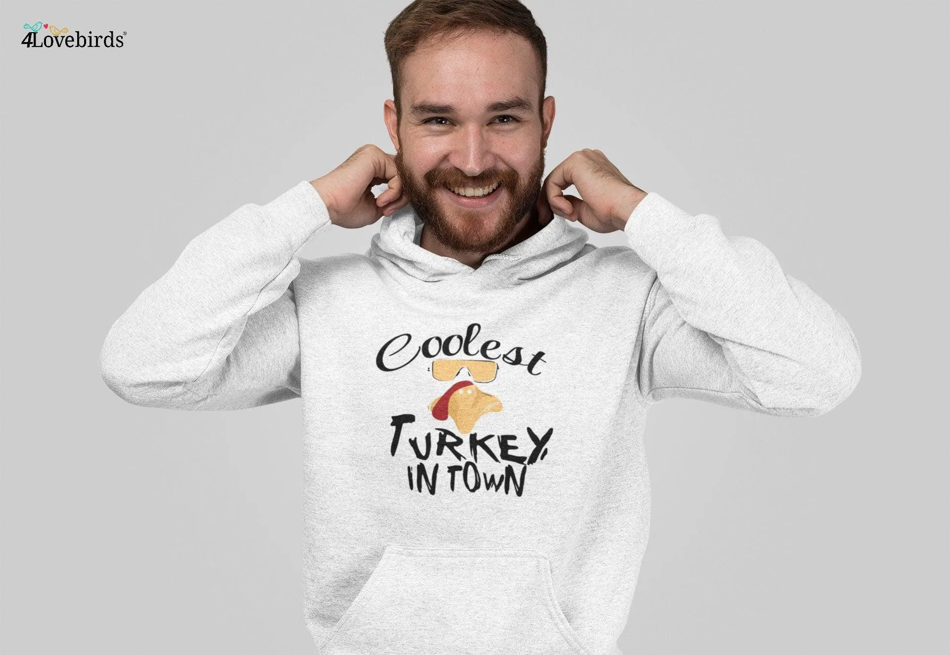 Coolest Turkey in Town Hoodie, Funny Thanksgiving Sweatshirt, Thankful Long Sleeve Shirt, Fall Shirt, Hello Pumpkin,Family Matching Shirt