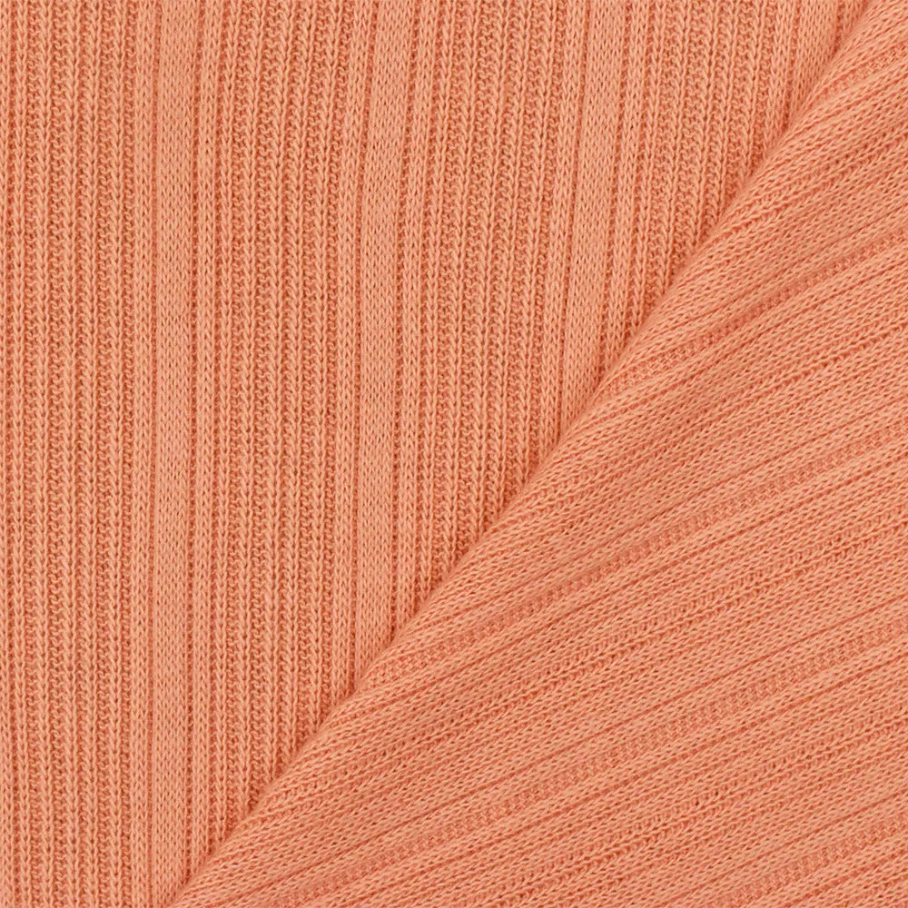 Coral Orange Solid Stretch Rib Knit Fabric