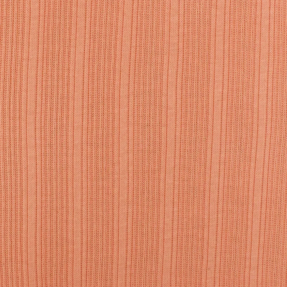 Coral Orange Solid Stretch Rib Knit Fabric