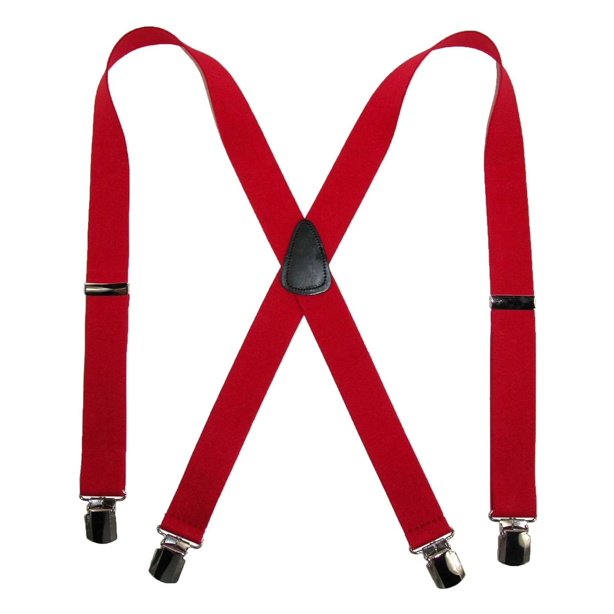 CTM® Men's Elastic with Anti Slip Pin Clip 1 1/2 Inch Solid Suspenders