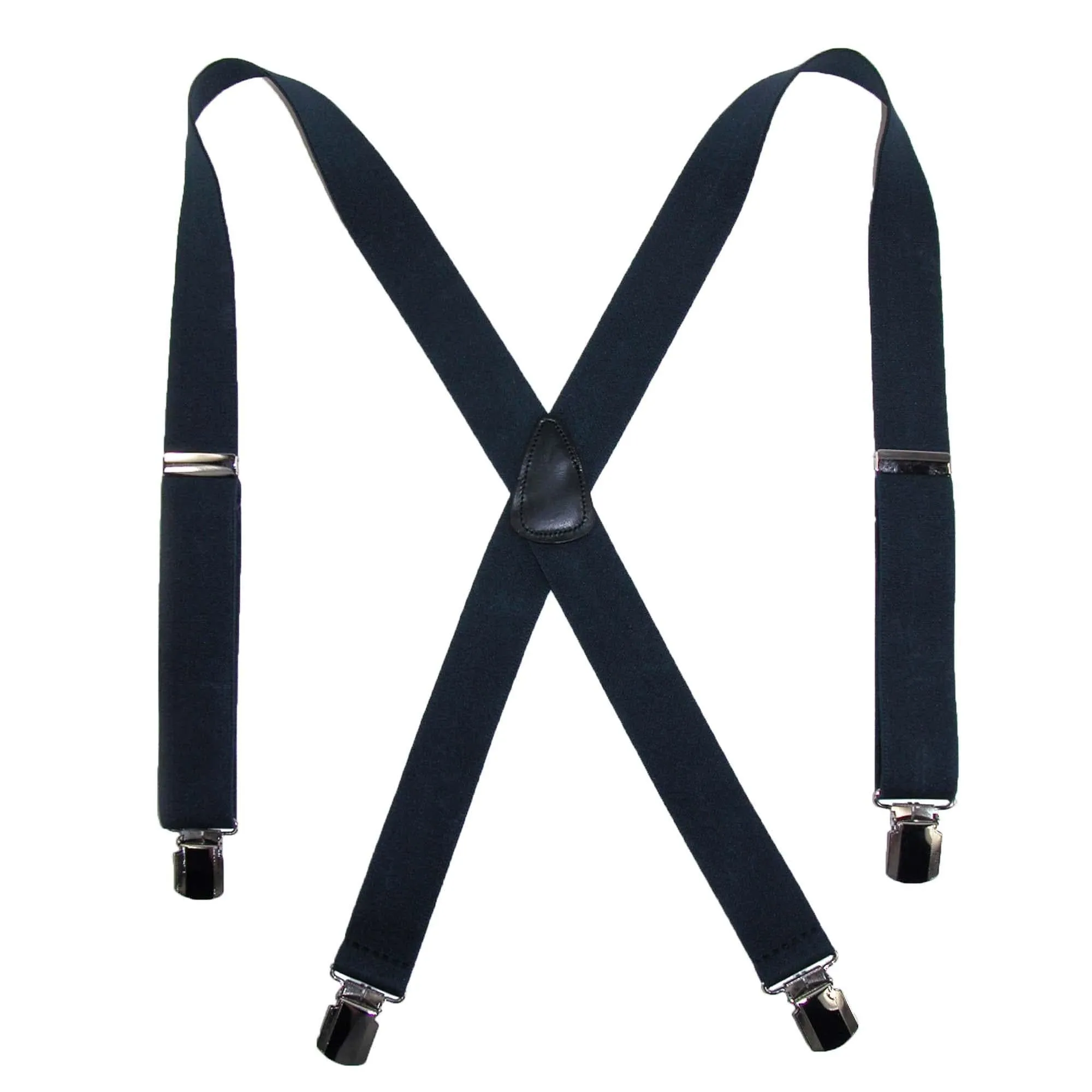 CTM® Men's Elastic with Anti Slip Pin Clip 1 1/2 Inch Solid Suspenders