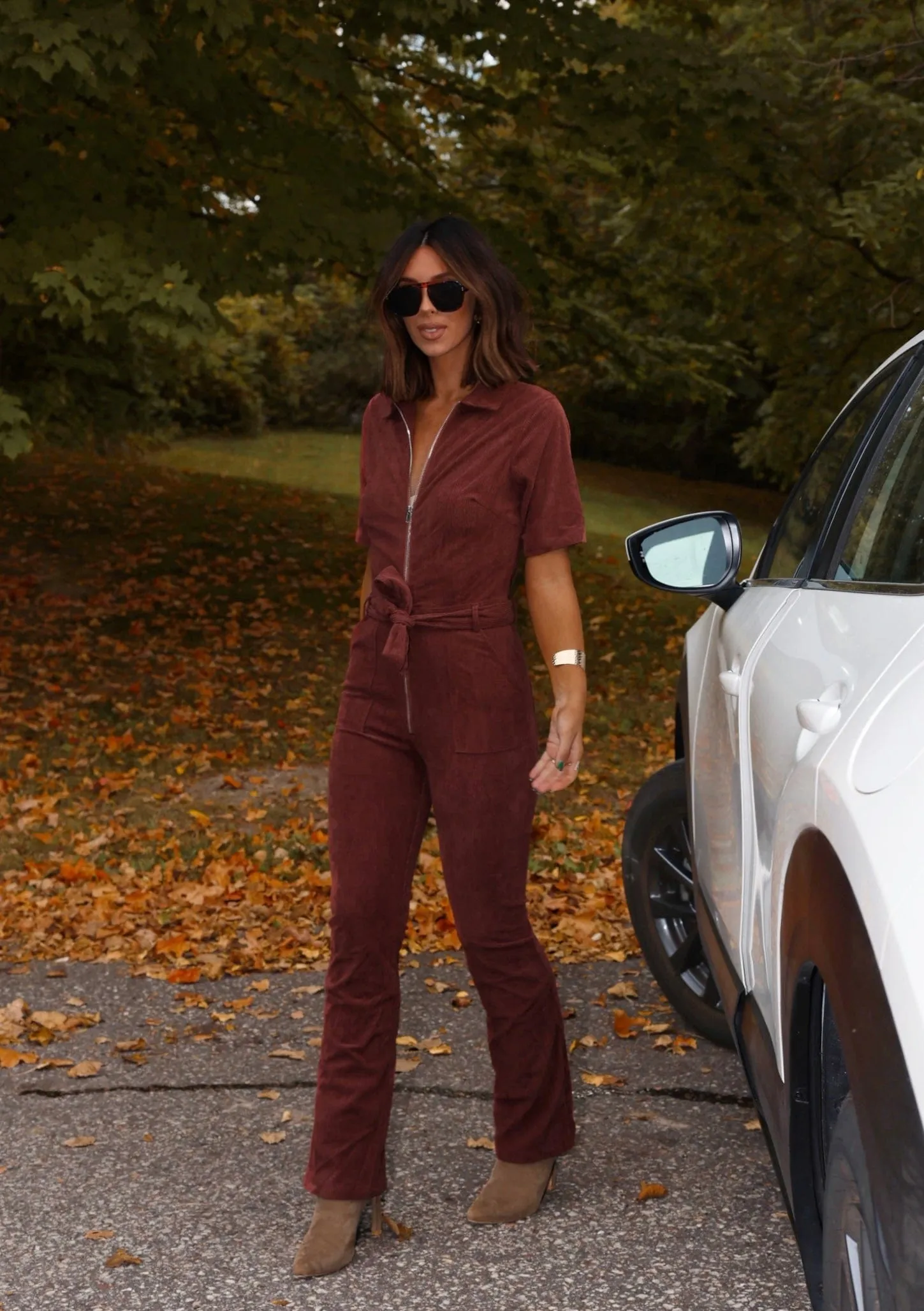 Dark Rust Corduroy Jumpsuit