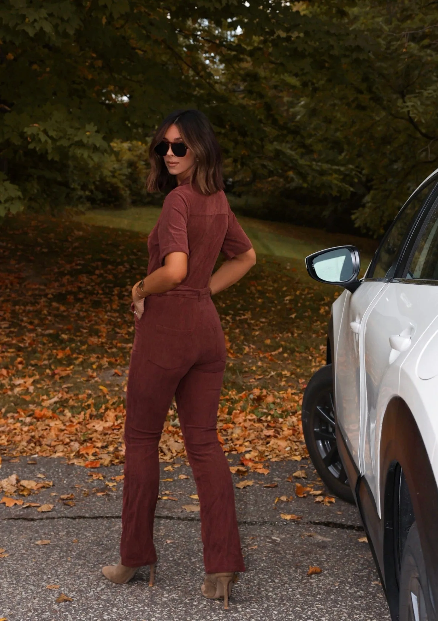 Dark Rust Corduroy Jumpsuit