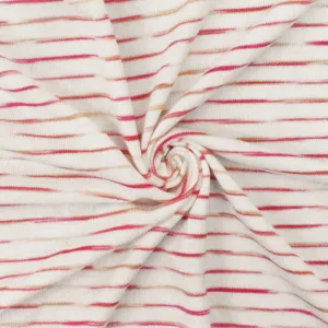 Doll Pink-White-Beige Stripe Stretch Jersey Knit Fabric