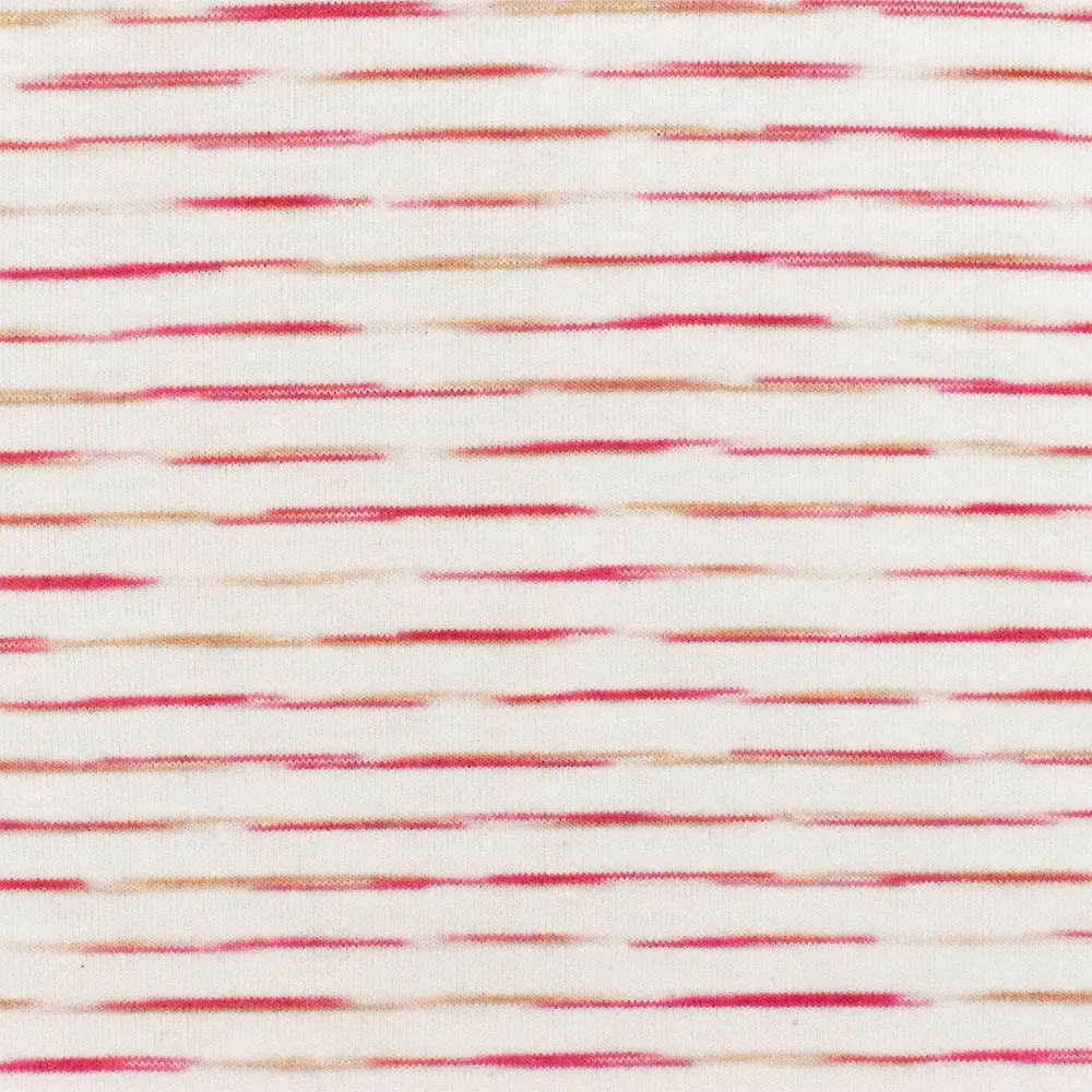 Doll Pink-White-Beige Stripe Stretch Jersey Knit Fabric