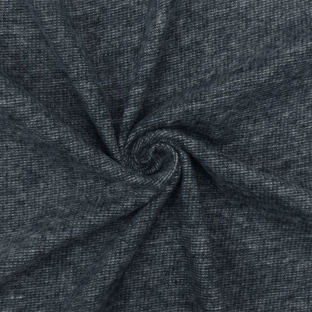 Dust Navy-White Texture Stretch Brushed Rib Knit Fabric