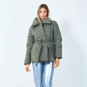 Elegant belted padded jacket wholesale