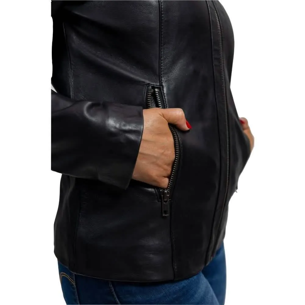 Elegant Lambskin Leather Moto Jacket