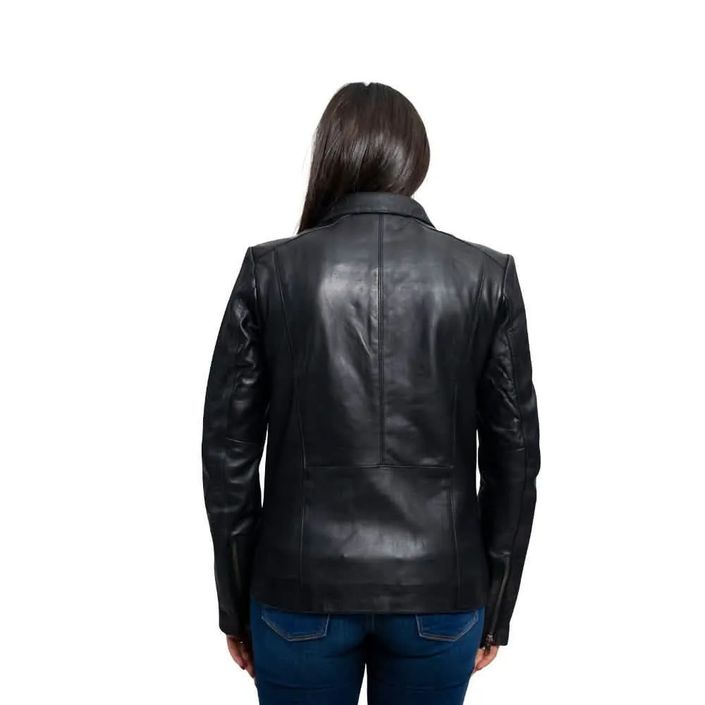 Elegant Lambskin Leather Moto Jacket