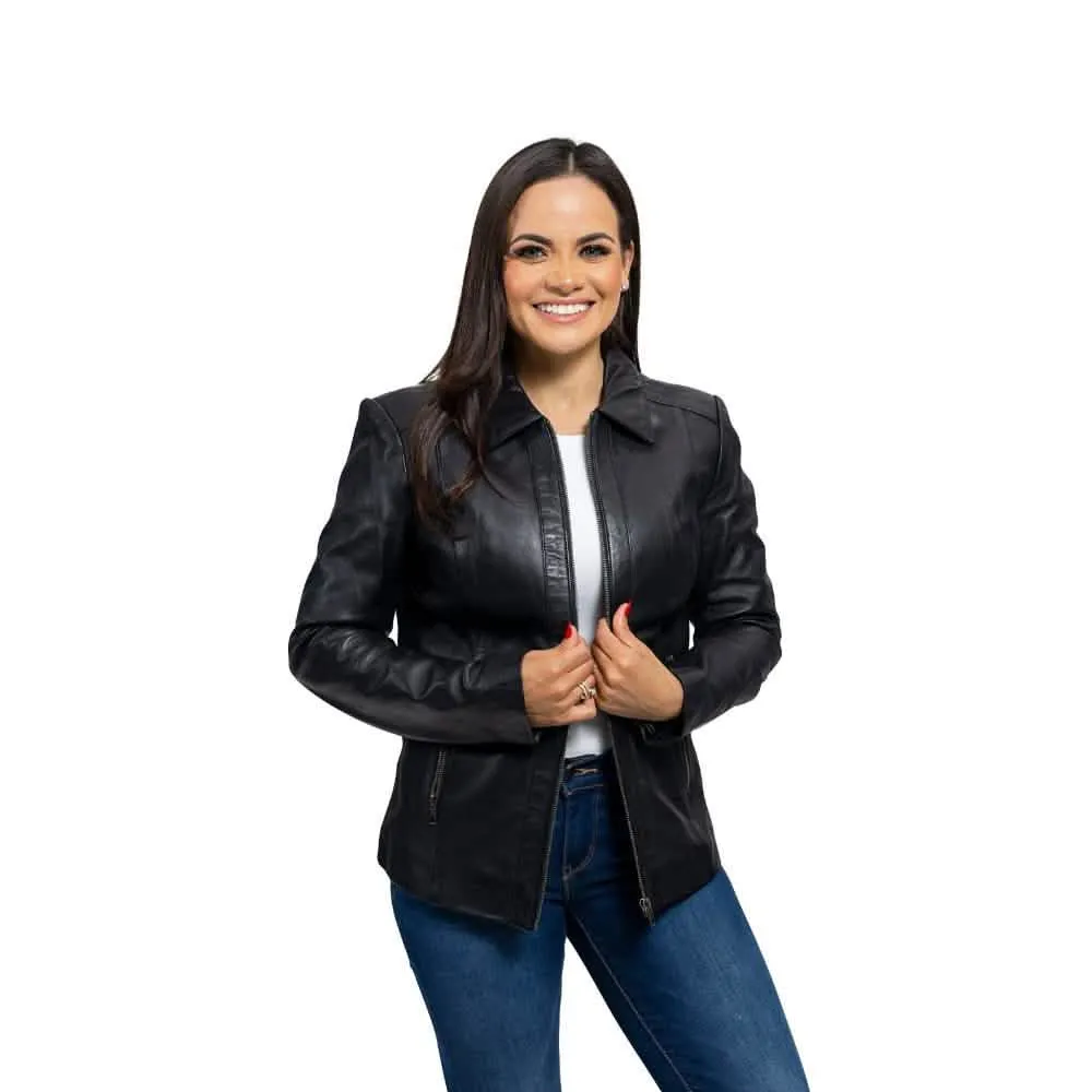 Elegant Lambskin Leather Moto Jacket