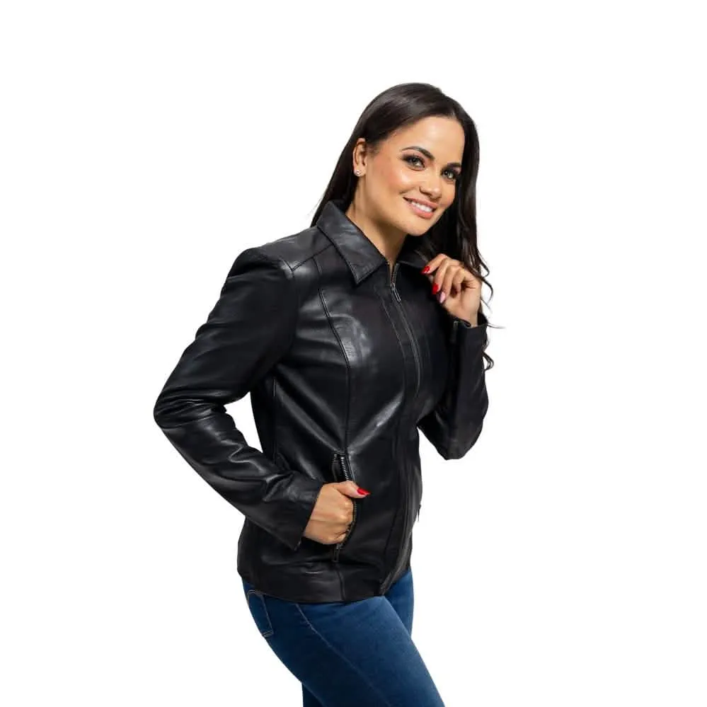 Elegant Lambskin Leather Moto Jacket