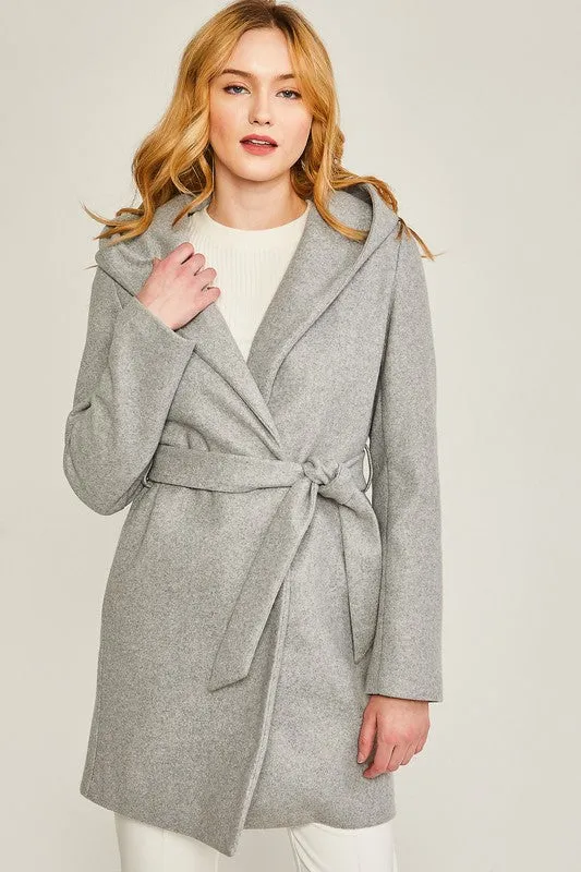 Fleece Belted Hoodie Coat