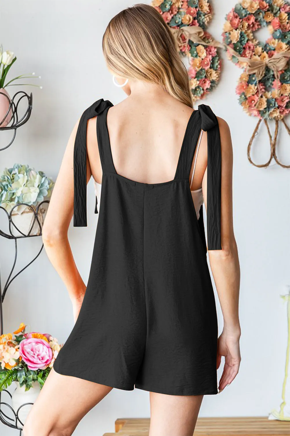 Full Size Sleeveless Romper with Pockets