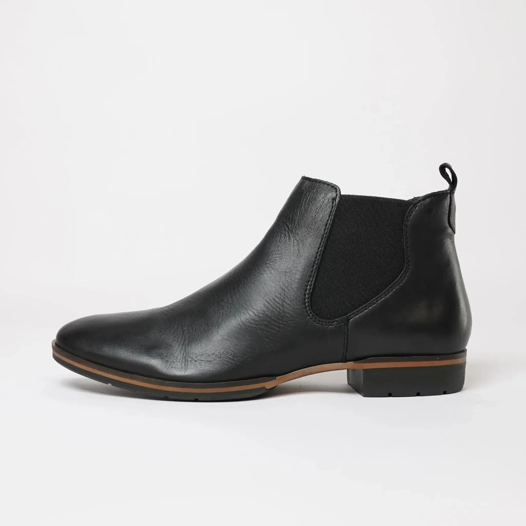 Gala Black Leather Ankle Boots