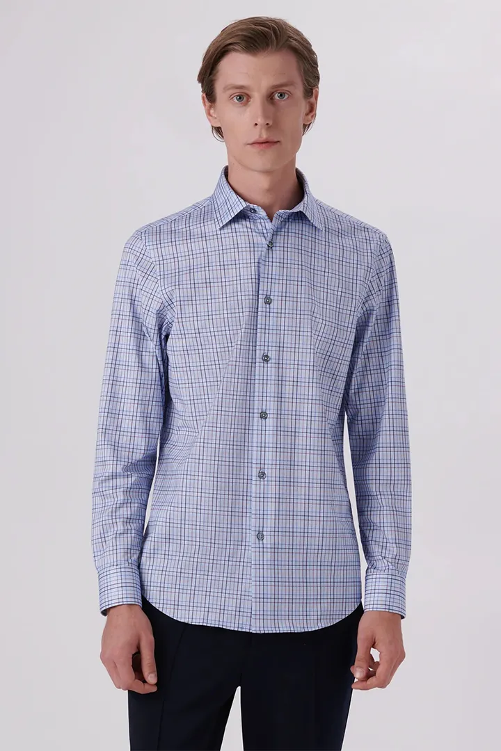 GRAPHIC CHECK 8 WAY STRETCH SHIRT - AIR BLUE