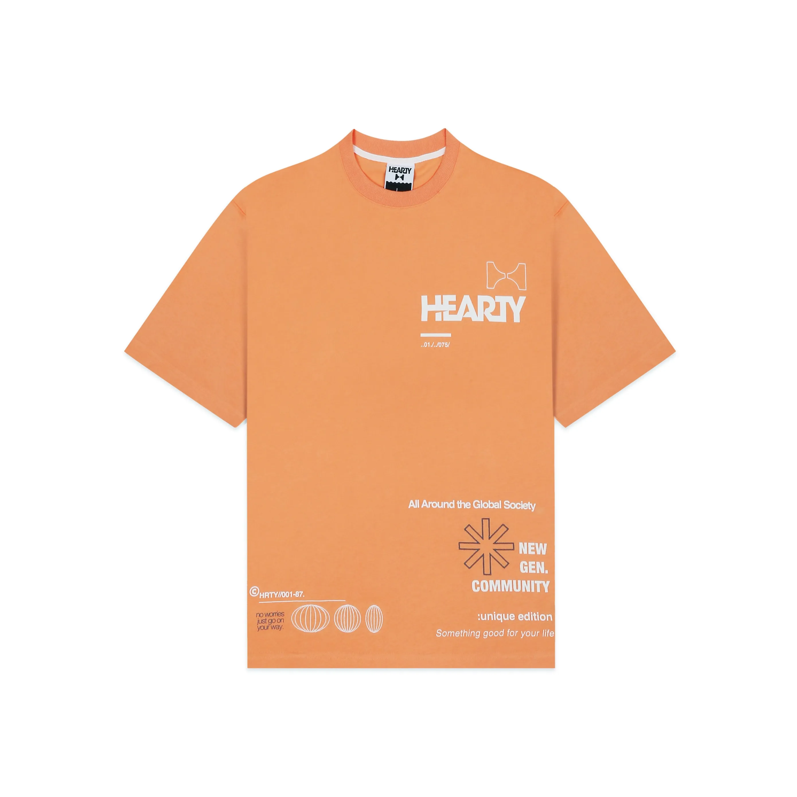 HEARTY GLOBAL COMMUNITY T-SHIRT - SOFT ORANGE (UNISEX)