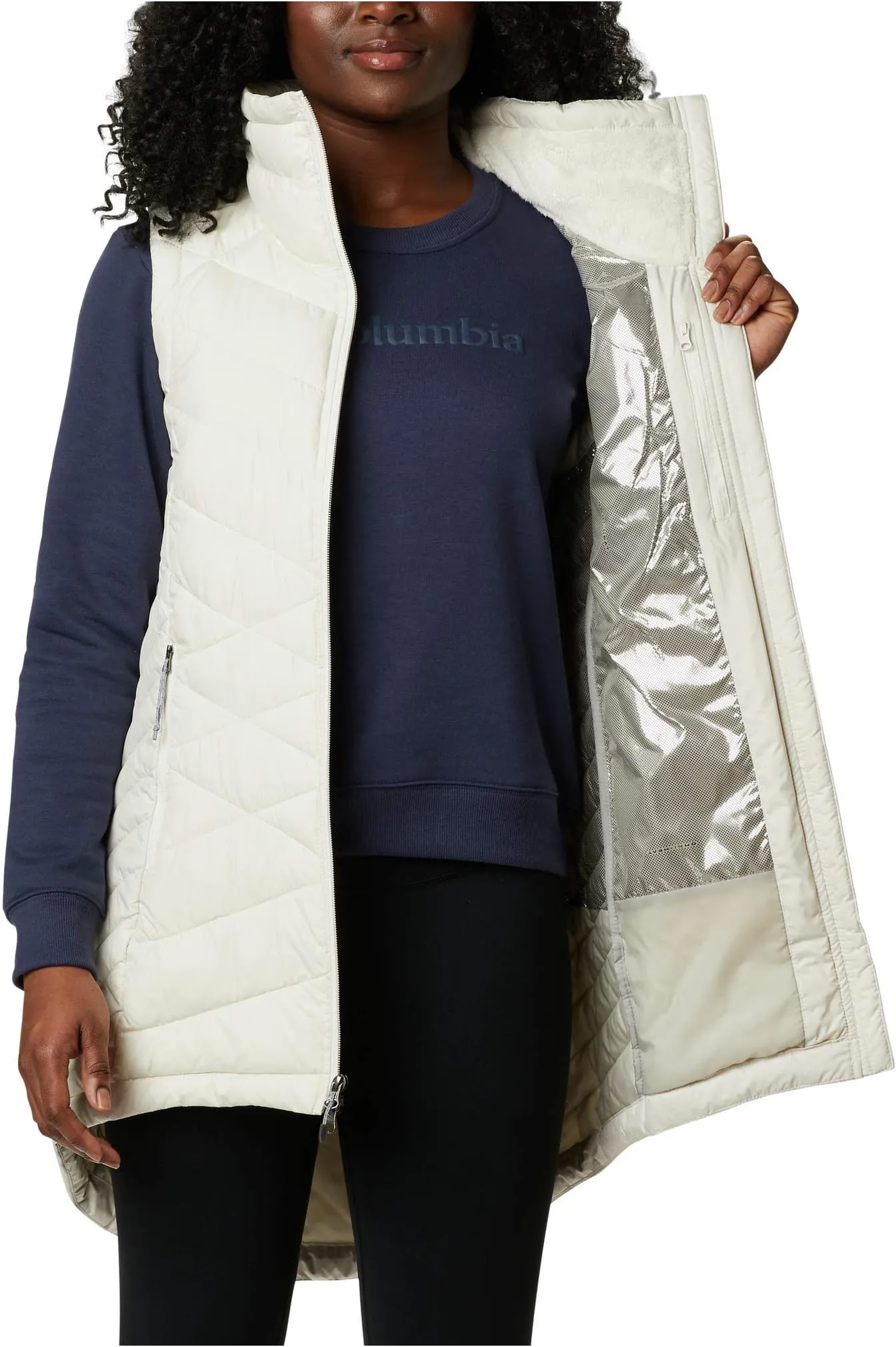 Heavenly Columbia Long Vest, Chalk