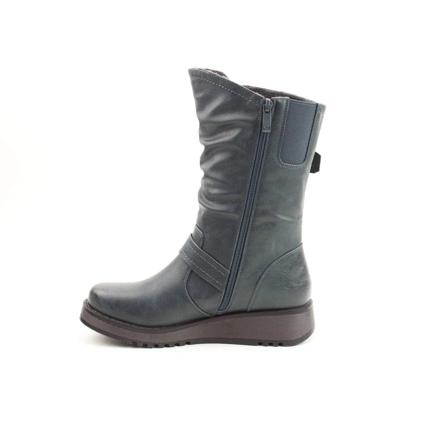 Heavenly Feet Hannah 4 Ladies Ocean Vegan Side Zip Mid-Calf Boots