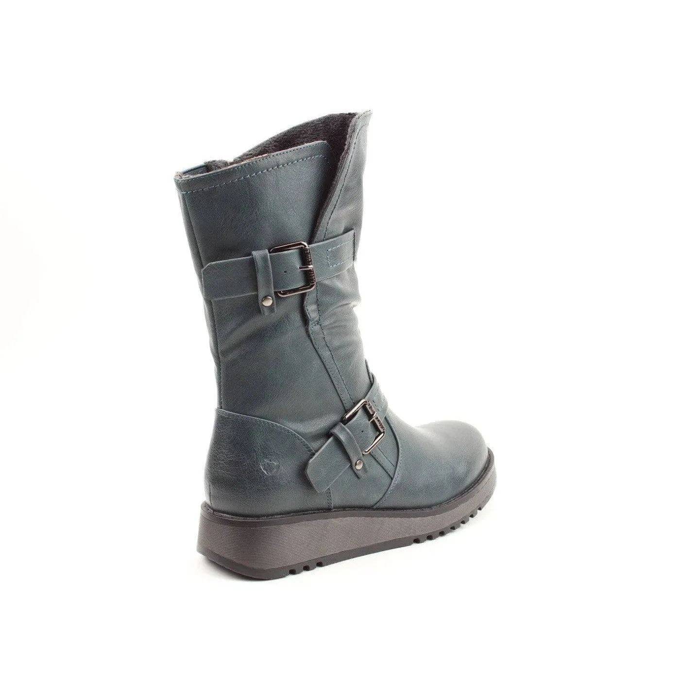 Heavenly Feet Hannah 4 Ladies Ocean Vegan Side Zip Mid-Calf Boots