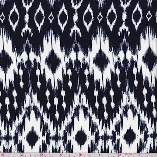 Indigo Blue/White Diamond Ikat Challis Fabric