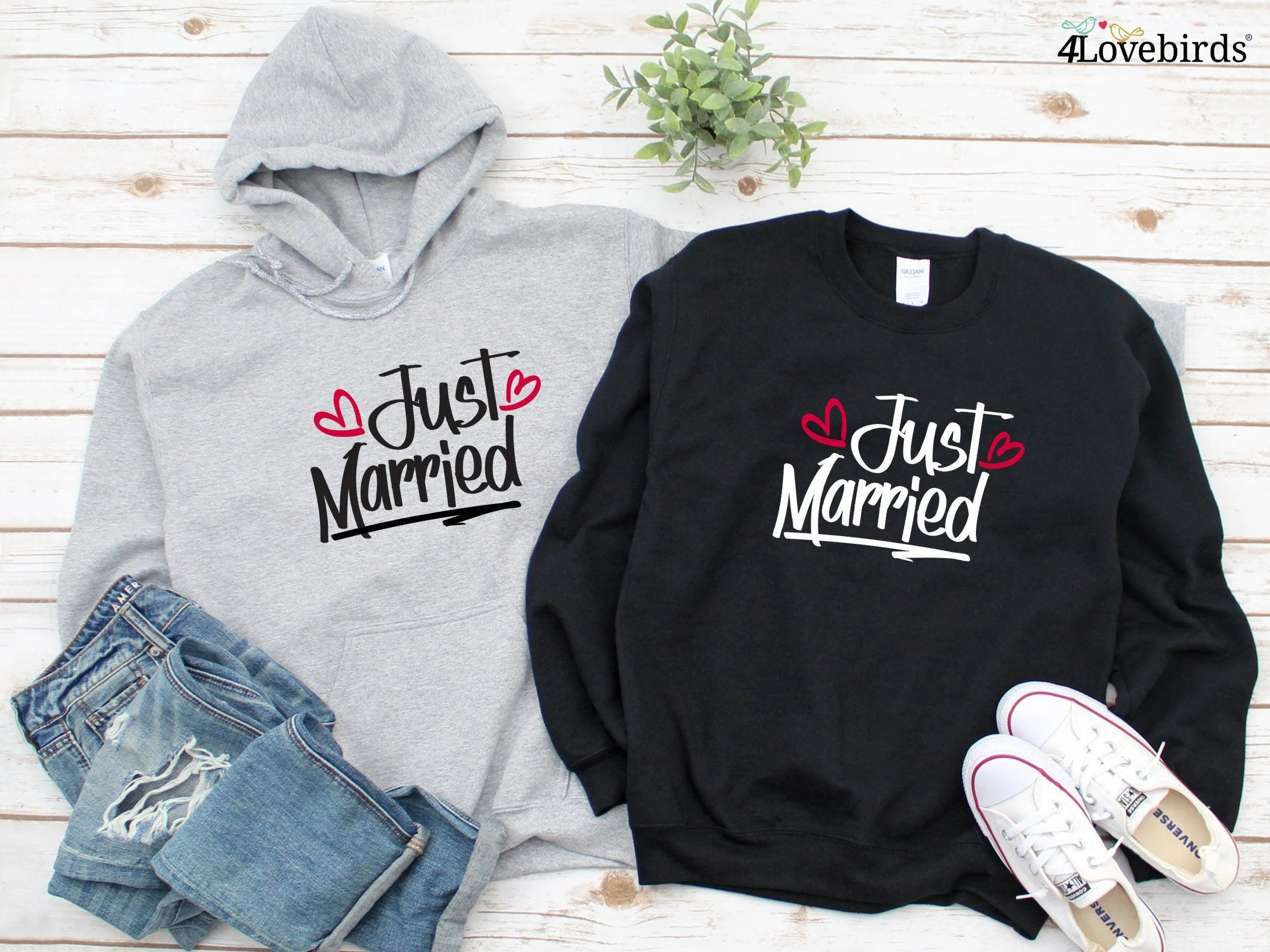 Just Married Hoodies, Honeymoon Sweatshirts, Newlywed Shirts, Wedding Shirt, Wife And Hubs Shirts, Just Married Shirts, Couples Shirts