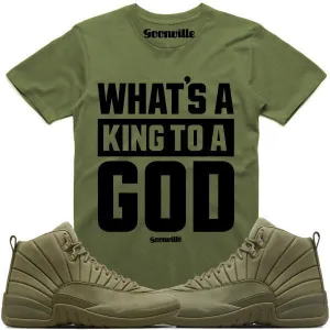 KING GOD Olive Sneaker Tees Shirt - Jordan 12 PSNY Olive