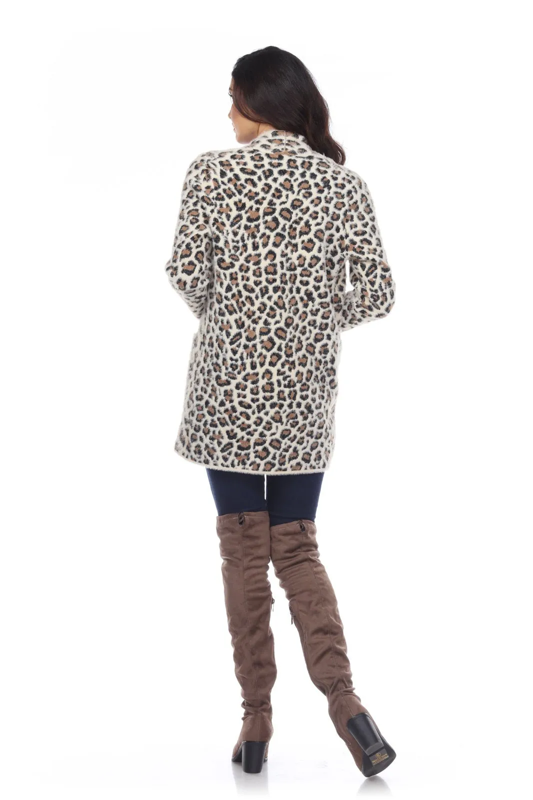 Leopard Print Open Front Sweater